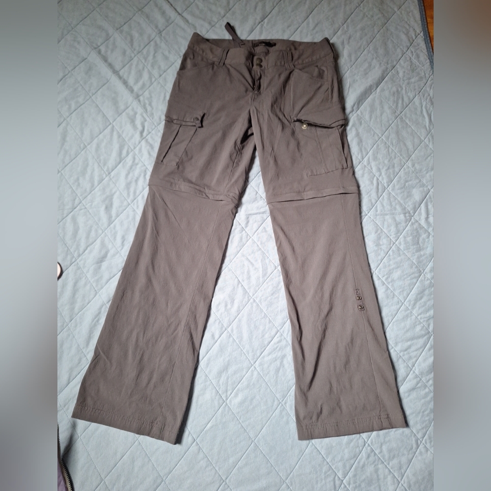 PrAna Sage  Convertible Pant Size 8 Gray Nylon Pants,